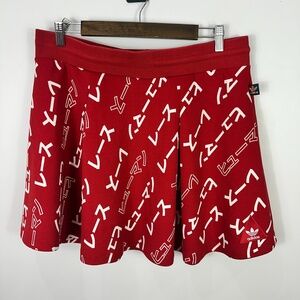 Adidas x Pharrell Williams Skirt L Red Flare Logo Print Y2K Streetwear Tennis